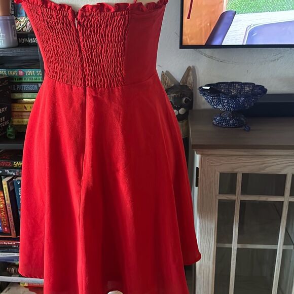 Lulus Size Small Red Flowy Dress Fit & Flare - Picture 7 of 7